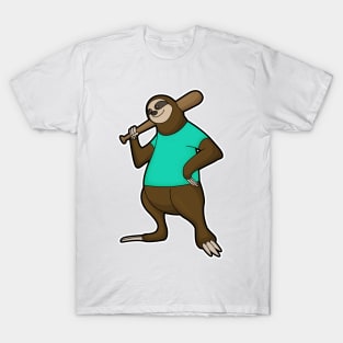 Sloth at Baseball with Baseball bat T-Shirt